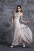 Champagne Beaded Scoop Sweep Chiffon Prom Dress LBQ0116